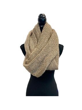 H&m taupe tan brown sequin soft fluffy infinity scarf fall winter